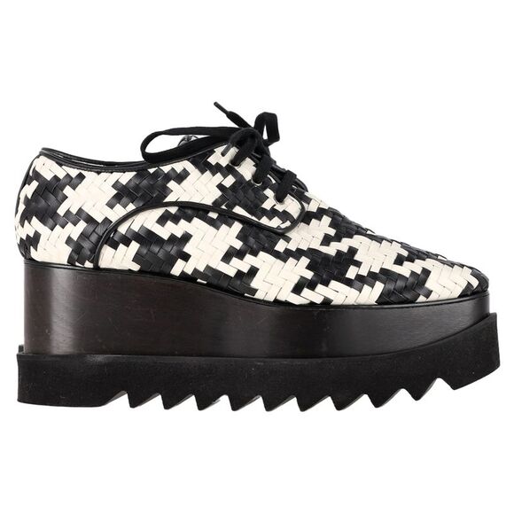 Stella McCartney Elyse Woven Platform Sneakers in Black and White Leather